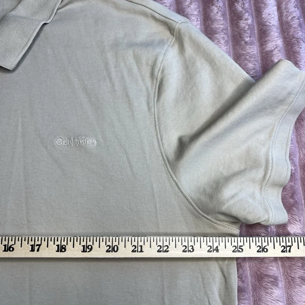 Calvin Klein Polo Shirt Mens XL Khaki Liquid Touch Short Sleeve‎ Casual Stretch